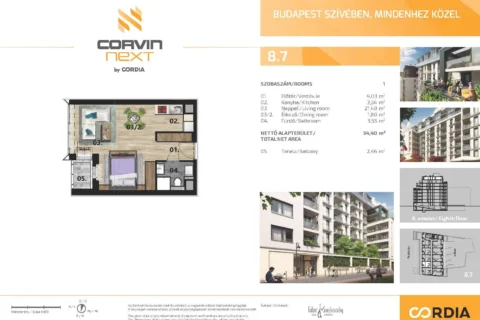 Új építésű garzon lakás ELADÓ a Corvin sétány mellett, Corvin Next Társasházban