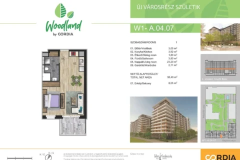 Új építésű egy szobás lakás ELADÓ a Woodland Társasházban