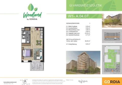 Új építésű egy szobás lakás ELADÓ a Woodland Társasházban