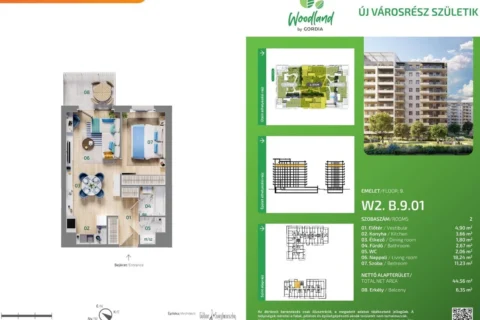 Newly built one-bedroom for PRE-SALE in Woodland Residence, Budapest