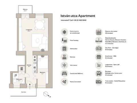 Stylish One-bedroom Apartment for Rent in István street close to City Park