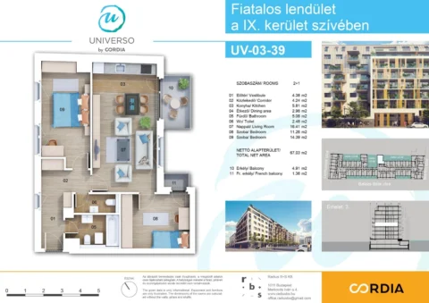 Newly Built 2-bedroom Apartment for Rent in Balázs Béla street  – Universo Building with Balcony