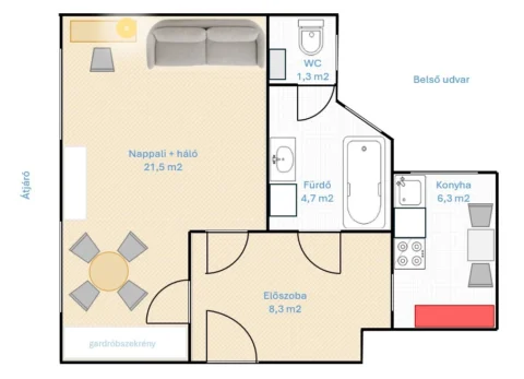 Cozy Studio apartment for Rent next Deák Ferenc square – at Erzsébet square