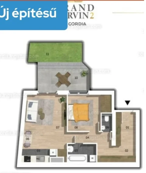  Newly Built One-bedroom Apartment for Rent in CORVIN Grand with Balcony