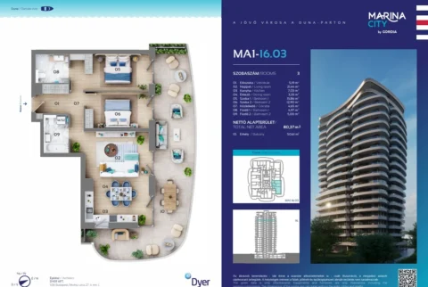 Newly built 2-bedrom with panoramic view for sale in Marina City1 Tower